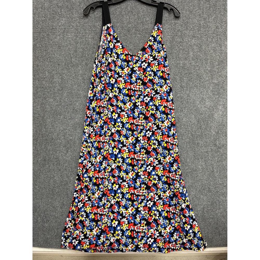 Rag & Bone Floral V-Neck Midi Dress Black Multi Color Viscose Sleeveless Small